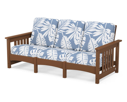 POLYWOOD® Club Mission Sofa in Teak / Leaf Sky Blue