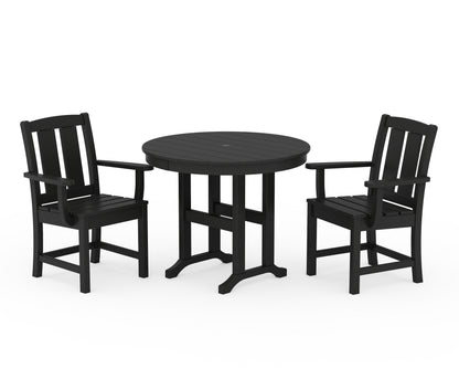 POLYWOOD® Mission 3-Piece Farmhouse Dining Set in Black