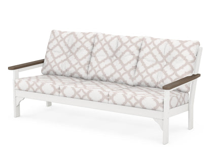POLYWOOD® Vineyard Deep Seating Sofa in White / Kona / Trellis Dune Burlap