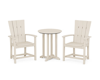 POLYWOOD® Quattro 3-Piece Round Farmhouse Bistro Dining Set in Sand