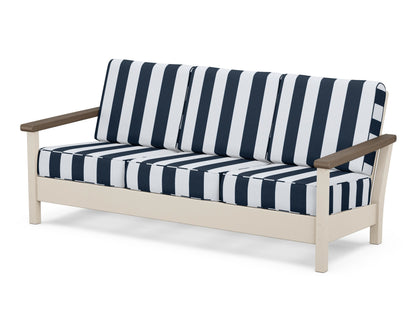 POLYWOOD® Harbour Deep Seating Sofa in Sand / Kona / Cabana Stripe Marine Indigo