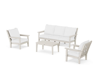 POLYWOOD® Chippendale 4-Piece Deep Seating Set with Sofa in Sand / Natural