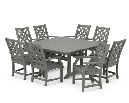 Country Living Wovendale 9-Piece Square Dining Set with Trestle Legs in Slate Grey