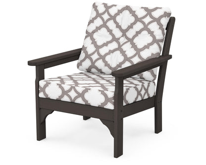 POLYWOOD® Vineyard Deep Seating Chair in Vintage Coffee / Trellis Grey Mist