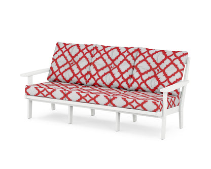POLYWOOD® Prairie Deep Seating Sofa in White / Trellis Crimson