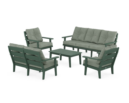 POLYWOOD® Lakeside 5-Piece Lounge Sofa Set in Green / Cast Sage