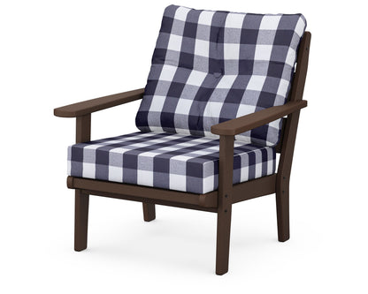 POLYWOOD® Lakeside Deep Seating Chair in Mahogany / Buffalo Plaid Navy