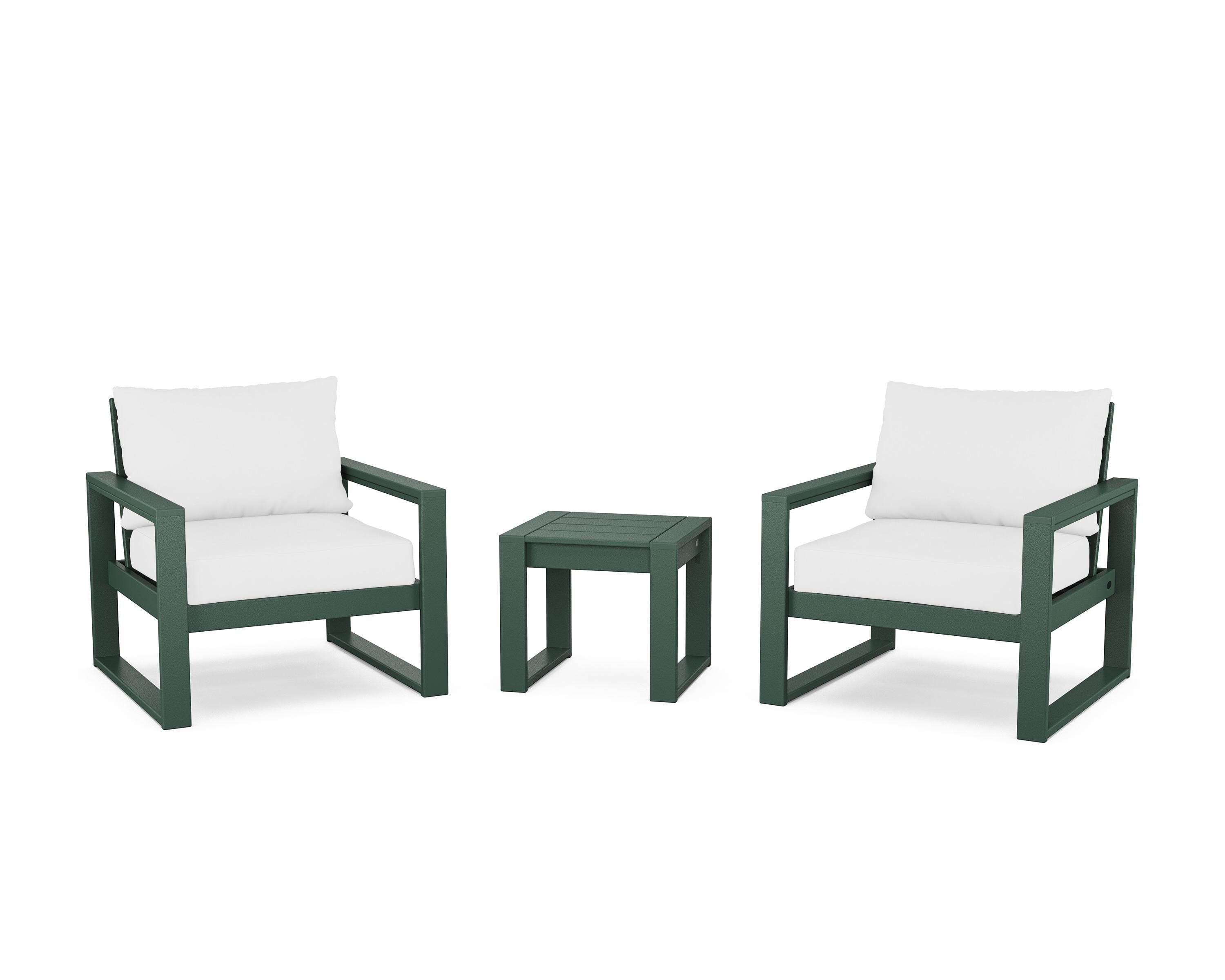 POLYWOOD® EDGE Sectional 3-Piece Deep Seating Set in Green / Natural