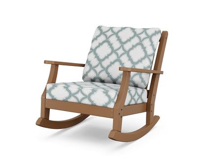 Country Living Wovendale Deep Seating Rocking Chair in Teak / Trellis Glacier Spa