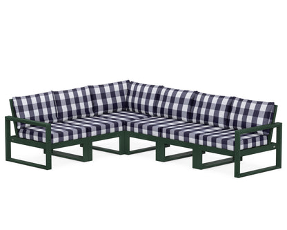 POLYWOOD® EDGE 6-Piece Modular Deep Seating Set in Green / Buffalo Plaid Navy