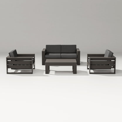 PW Designer Series Latitude 4-Piece Lounge Loveseat Set in Vintage Coffee / Spectrum Carbon