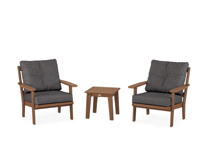 POLYWOOD® Prairie 3-Piece Deep Seating Set in Teak / Ash Charcoal