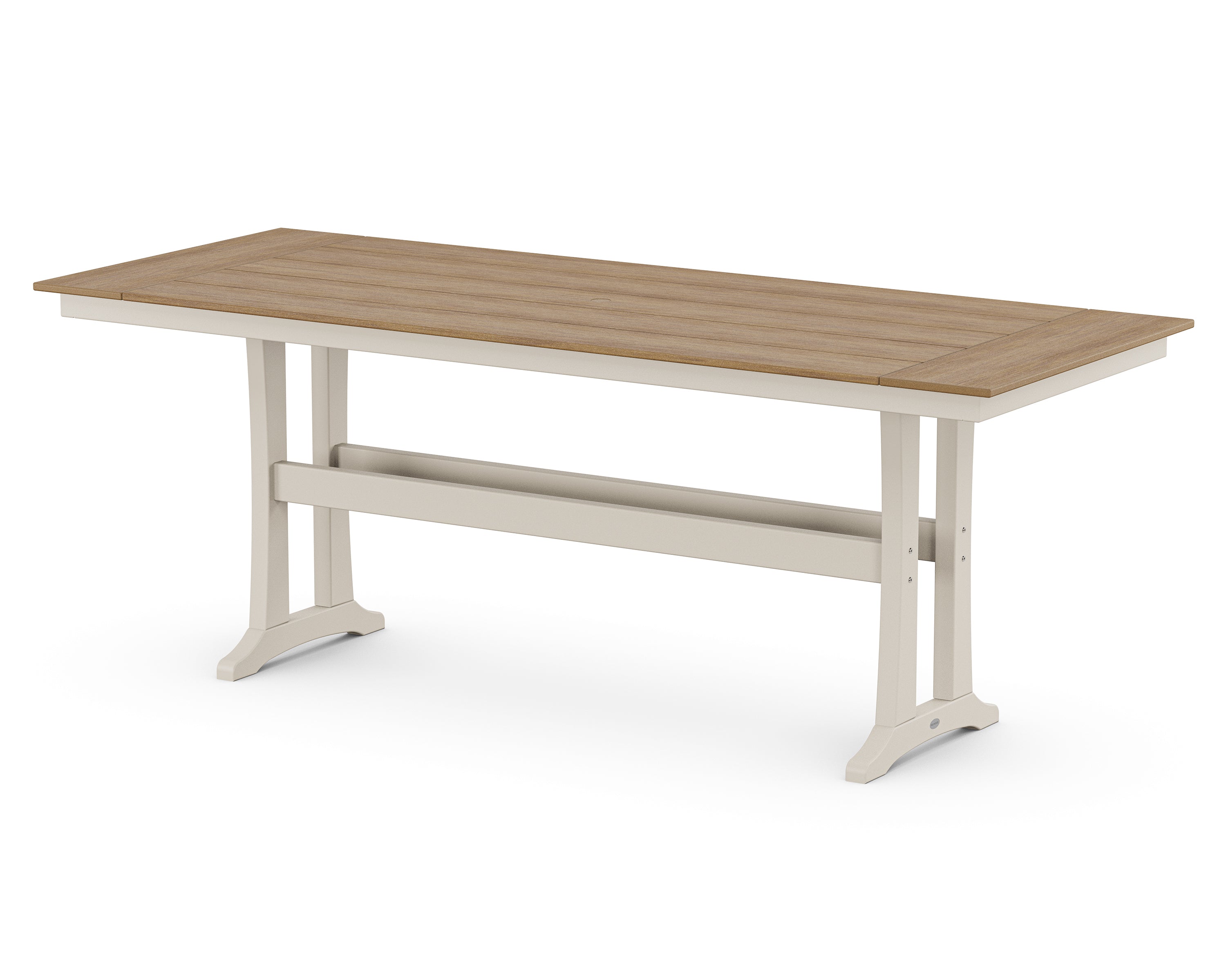 POLYWOOD® Farmhouse Trestle 38" x 96" Counter Table in Sand / Natural