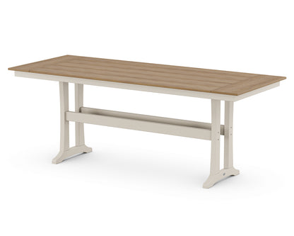 POLYWOOD® Farmhouse Trestle 38" x 96" Counter Table in Sand / Natural