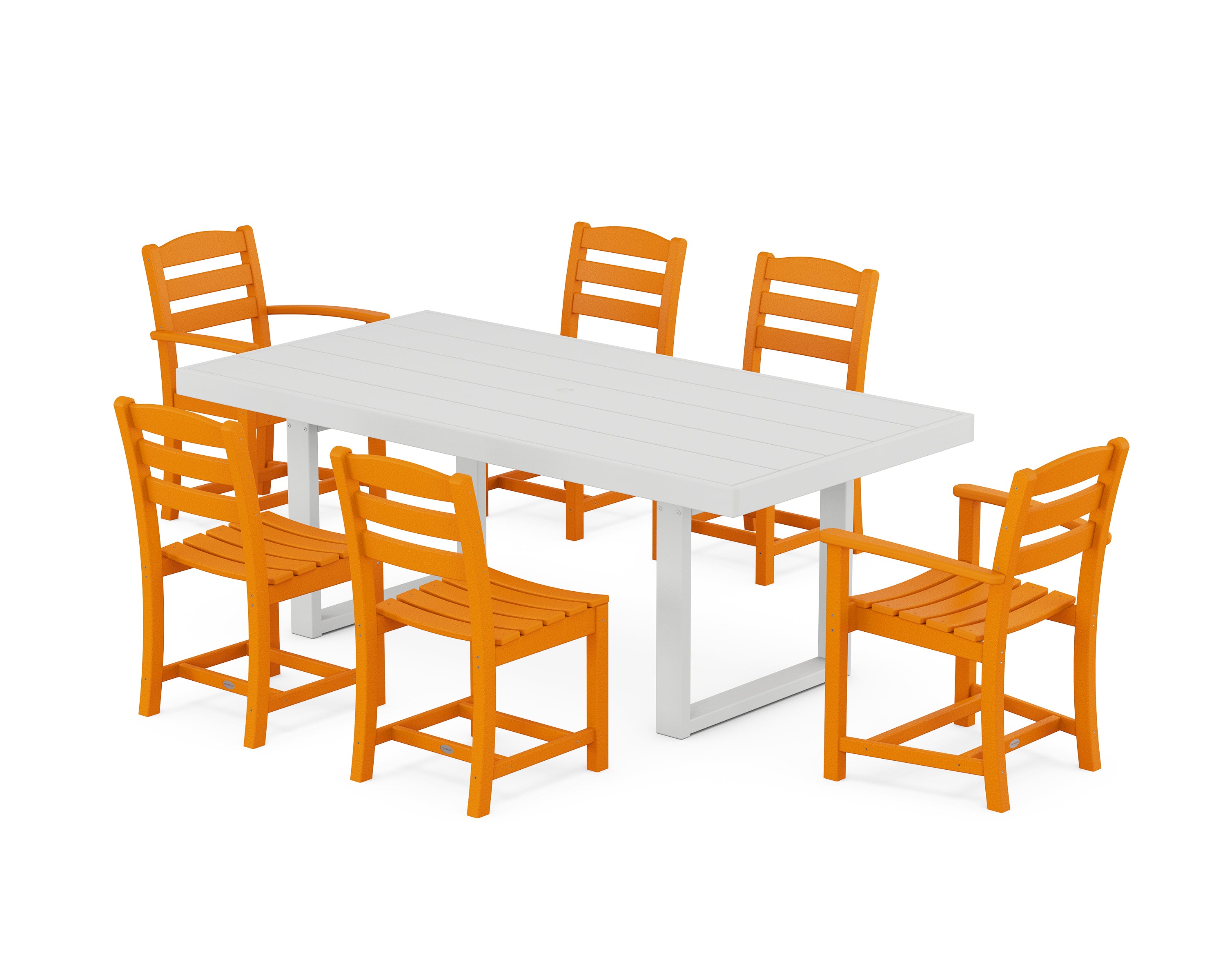 POLYWOOD® La Casa Café 7-Piece Dining Set in Tangerine / White