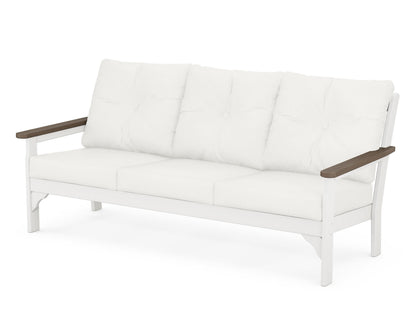 POLYWOOD® Vineyard Deep Seating Sofa in White / Kona / Natural Linen