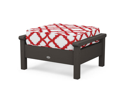 POLYWOOD® Harbour Deep Seating Ottoman in Vintage Coffee / Trellis Crimson