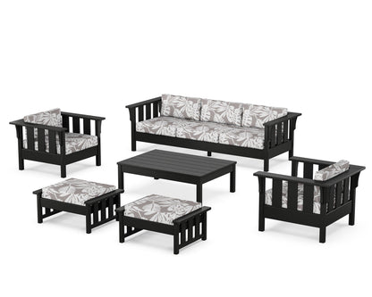 Martha Stewart by POLYWOOD® Acadia 6-Piece Lounge Sofa Set in Black / Leaf Grey Mist