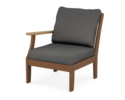 POLYWOOD® Braxton Modular Left Arm Chair in Teak / Natural / Spectrum Carbon