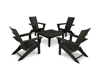 POLYWOOD® Quattro Folding Chair 5-Piece Conversation Set in Black
