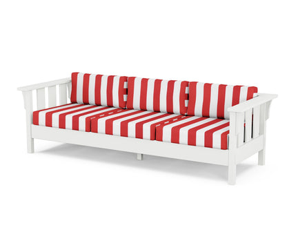 Martha Stewart by POLYWOOD® Acadia Deep Seating Sofa in White / Cabana Stripe Crimson