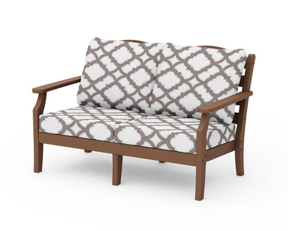 Draper James™ by  POLYWOOD® Savannah Deep Seating Loveseat in Teak / Trellis Grey Mist
