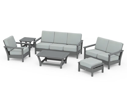 POLYWOOD® Harbour 6-Piece Outdoor Living Set in Slate Grey / Spa