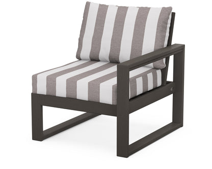 POLYWOOD® EDGE Modular Right Arm Chair in Vintage Coffee / Cabana Stripe Grey Mist
