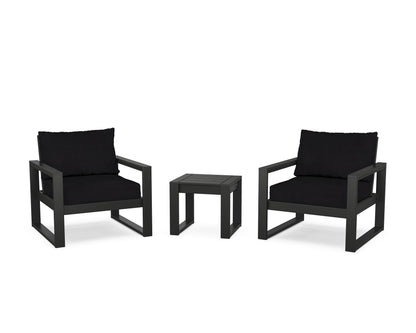 POLYWOOD® EDGE Sectional 3-Piece Deep Seating Set in Black / Midnight Linen