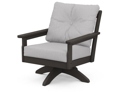 POLYWOOD® Vineyard Deep Seating Swivel Chair in Vintage Coffee / Granite