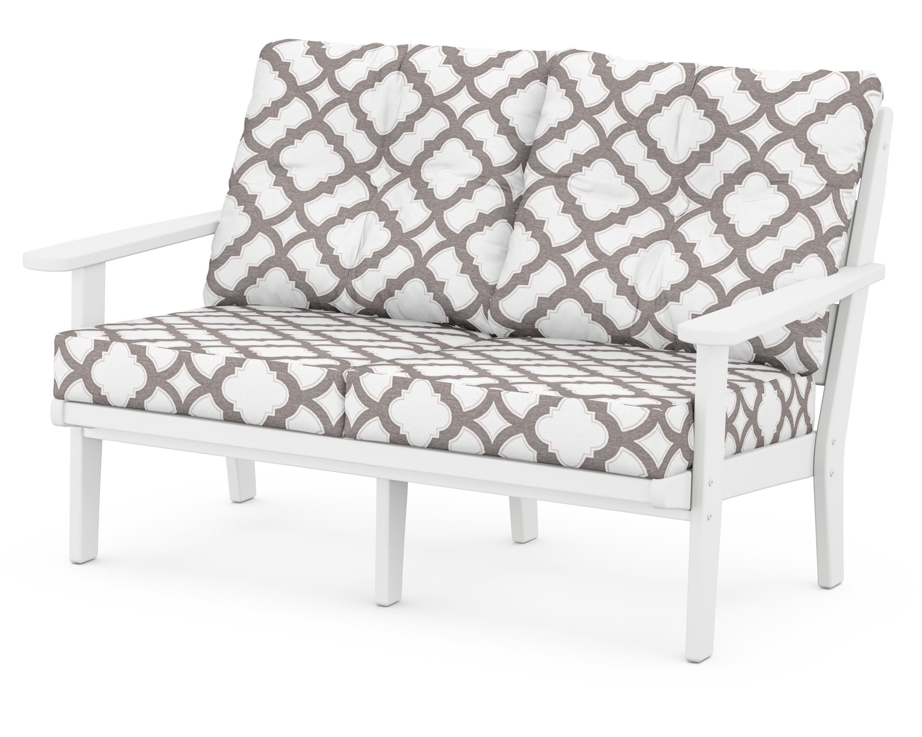 POLYWOOD® Lakeside Deep Seating Loveseat in White / Trellis Grey Mist