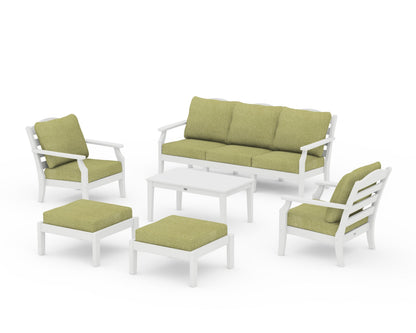 Draper James™ by  POLYWOOD® Savannah 6-Piece Lounge Sofa Set in White / Chartreuse Boucle