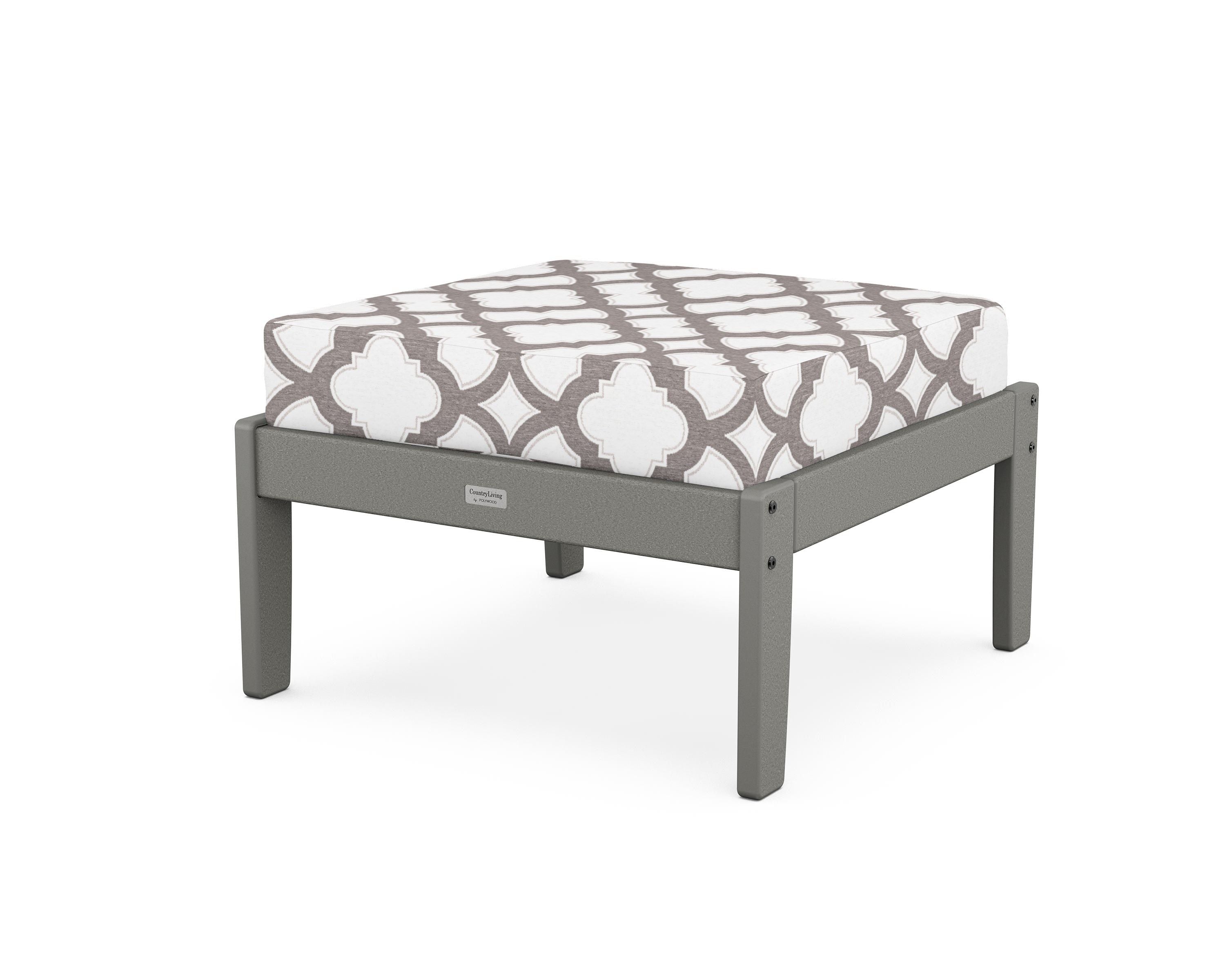 Country Living Cottage Deep Seating Ottoman in Slate Grey / Trellis Grey Mist