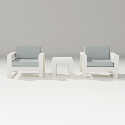 PW Designer Series Latitude 3-Piece Lounge Chair Set in Vintage White / Spa