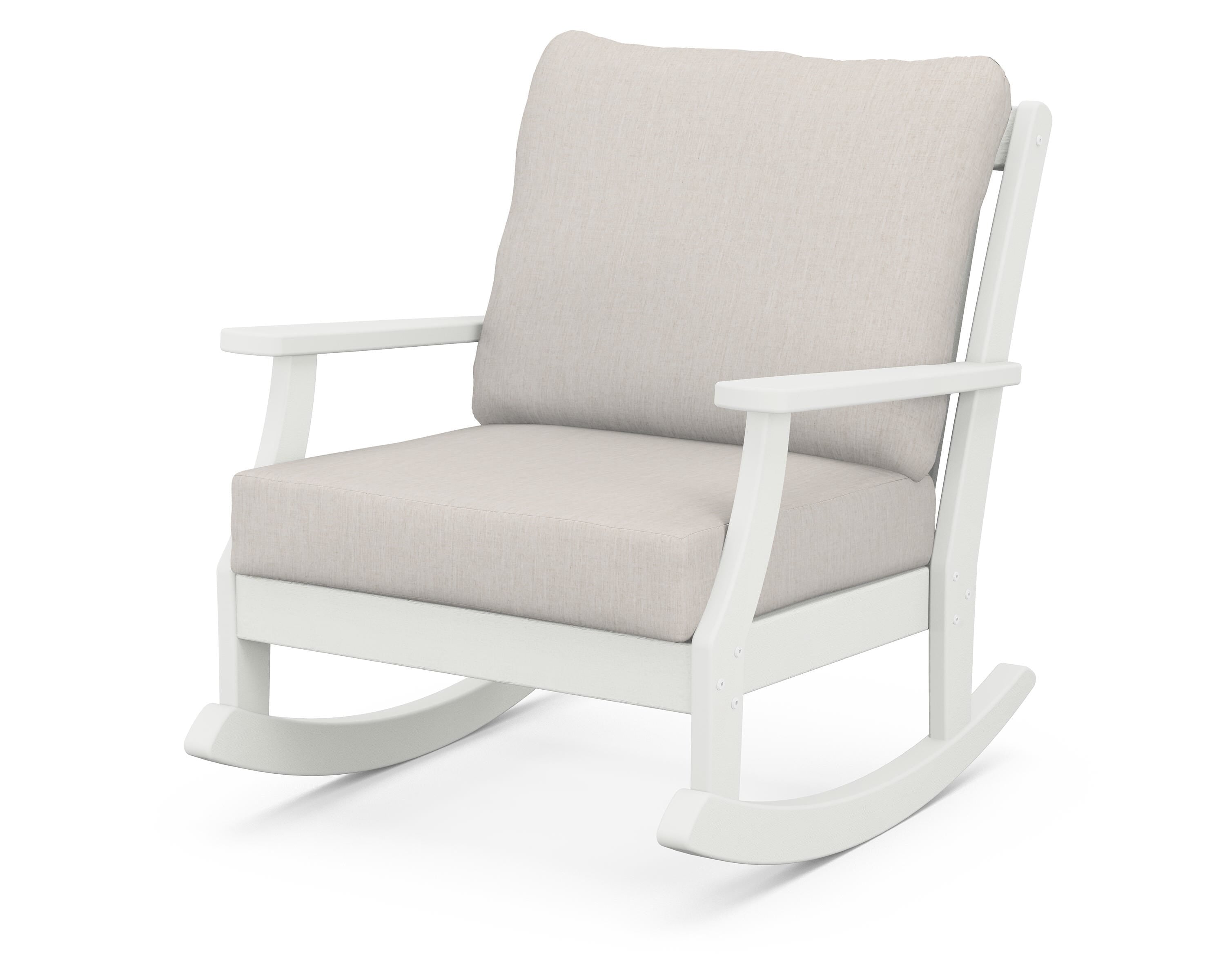 POLYWOOD® Braxton Deep Seating Rocking Chair in Vintage White / Cast Ash