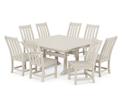 POLYWOOD® Vineyard 9-Piece Farmhouse Trestle Dining Set in Sand