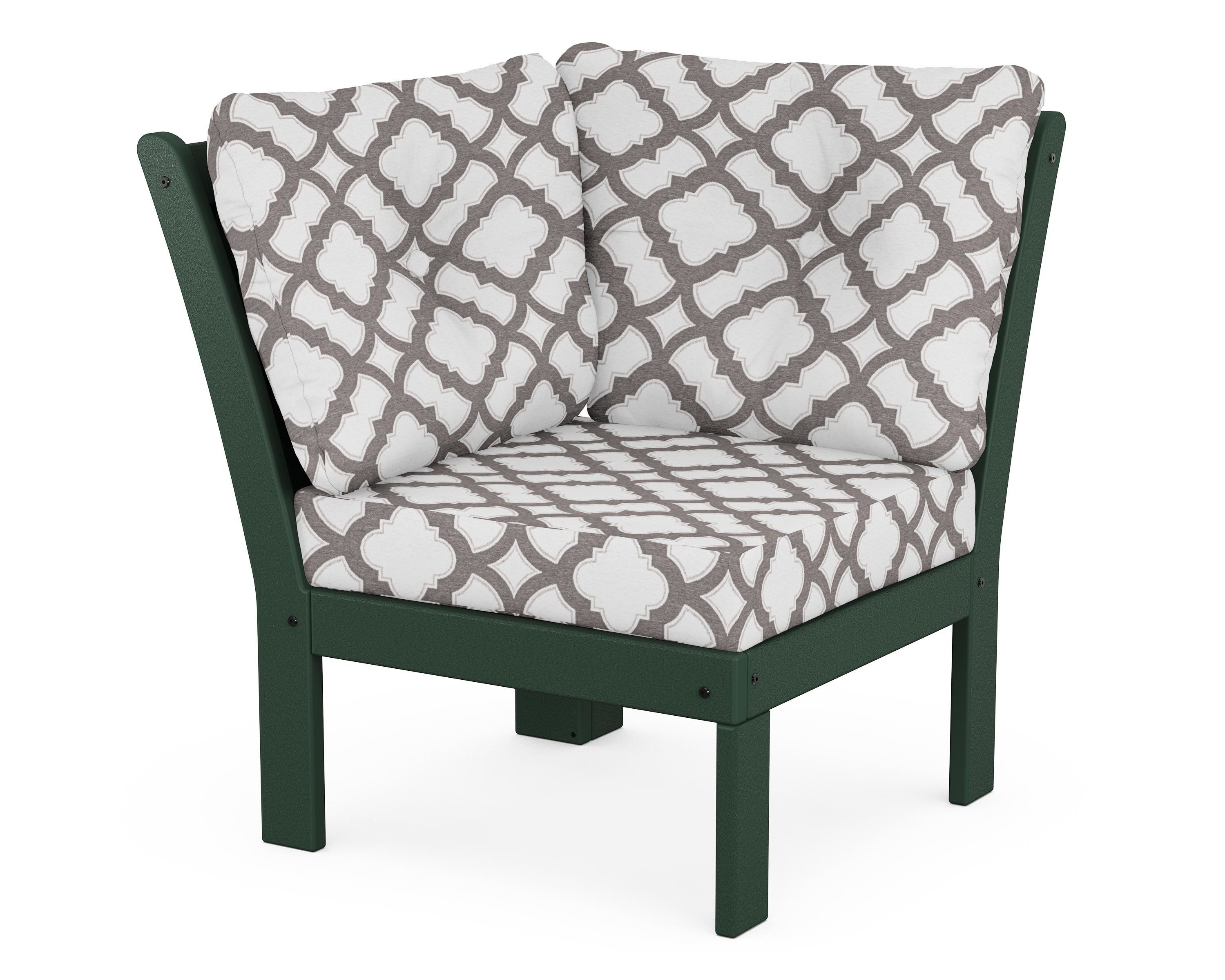 POLYWOOD® Vineyard Modular Corner Chair in Green / Trellis Grey Mist