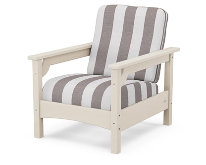 POLYWOOD® Club Chair in Sand / Cabana Stripe Grey Mist
