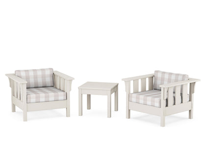 Martha Stewart by POLYWOOD® Acadia 3-Piece Deep Seating Set in Sand / Buffalo Plaid Dune Burlap