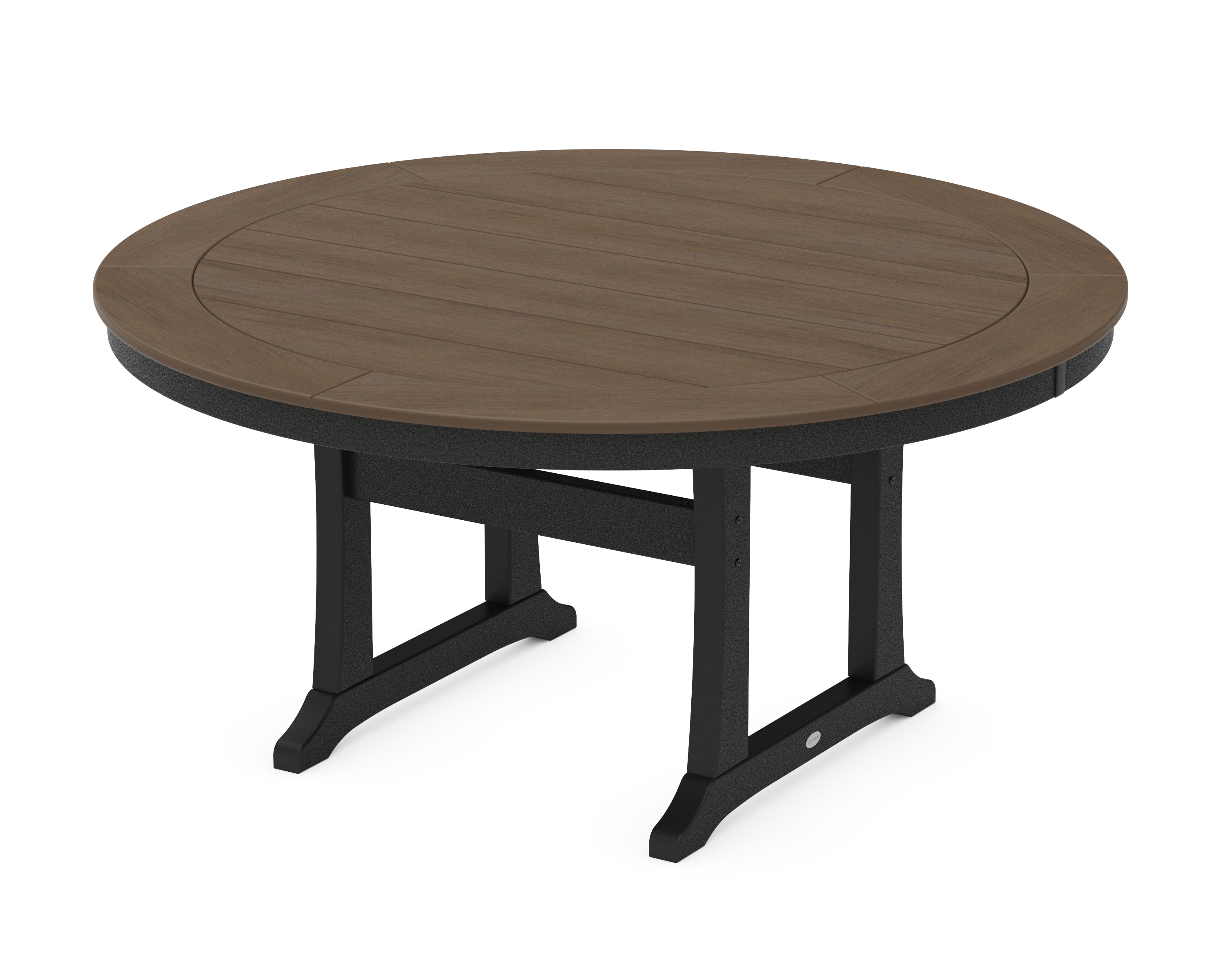 POLYWOOD® Nautical Trestle 60" Round Dining Table in Black / Kona