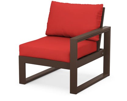 POLYWOOD® EDGE Modular Right Arm Chair in Mahogany / Crimson Linen