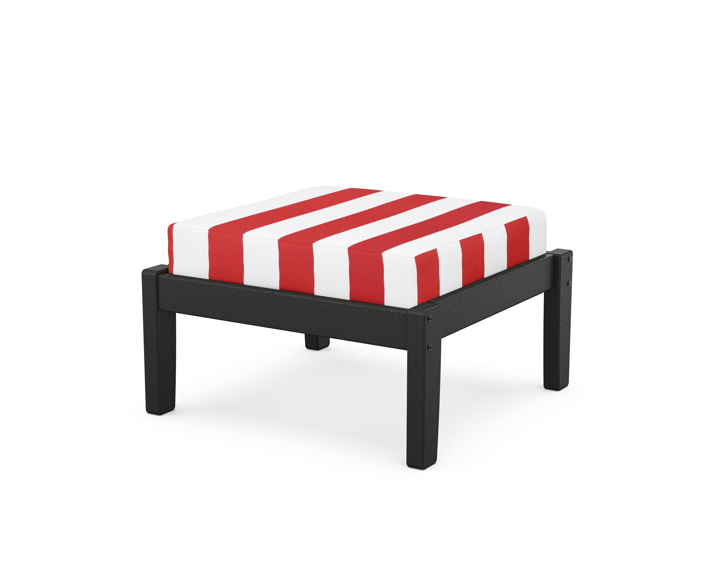 Unbranded Deep Seating Ottoman in Black / Cabana Stripe Crimson