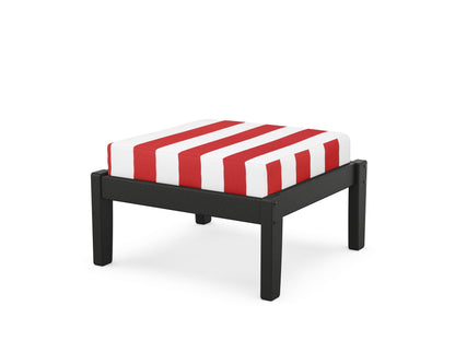 Unbranded Deep Seating Ottoman in Black / Cabana Stripe Crimson