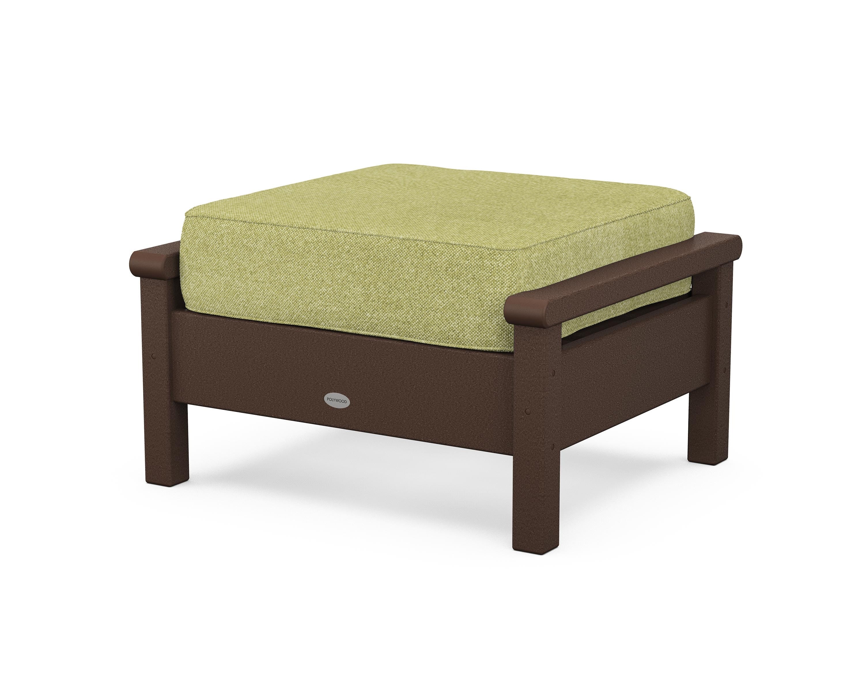 POLYWOOD® Harbour Deep Seating Ottoman in Mahogany / Chartreuse Boucle