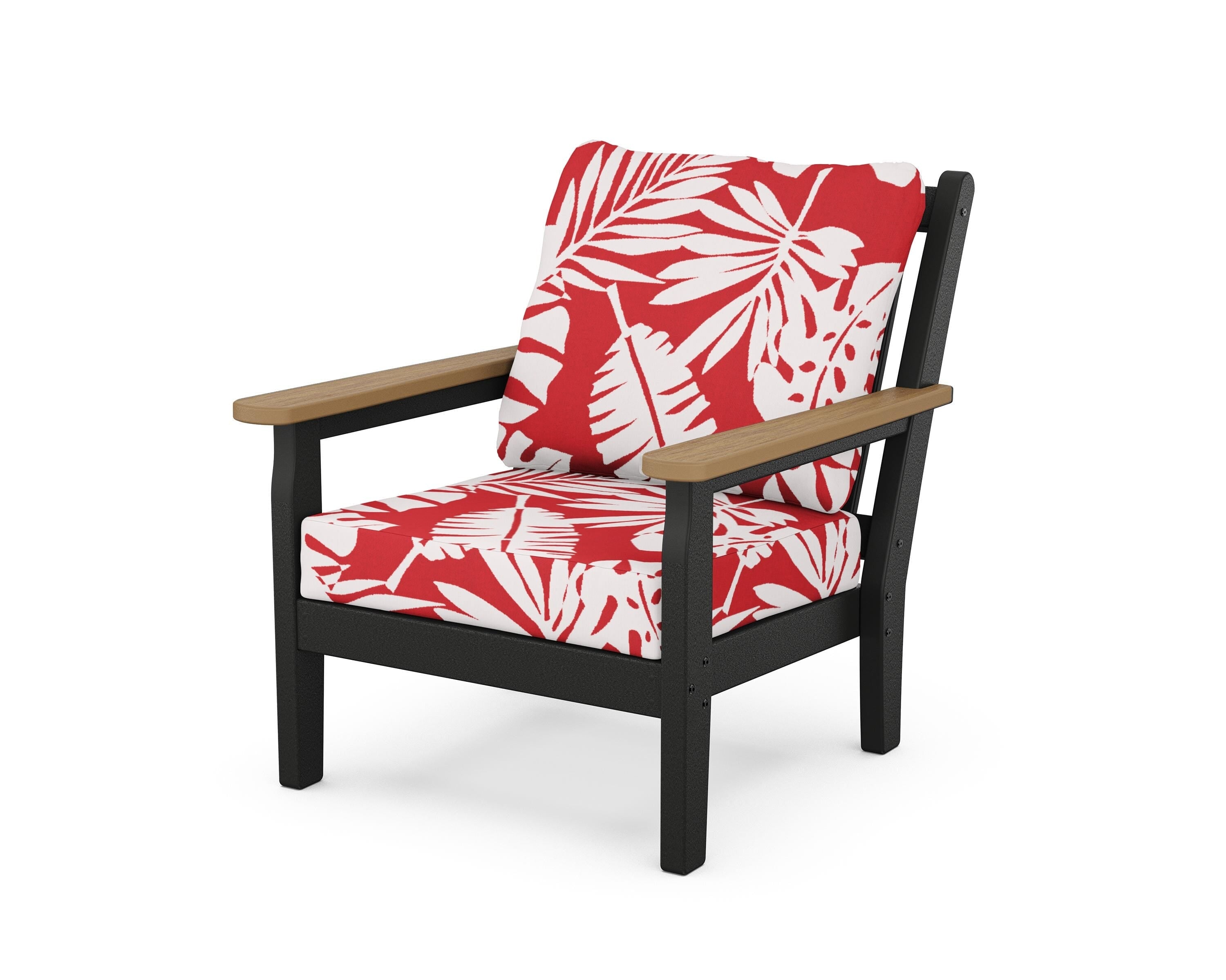 POLYWOOD® Chippendale Deep Seating Chair in Black / Natural / Leaf Crimson