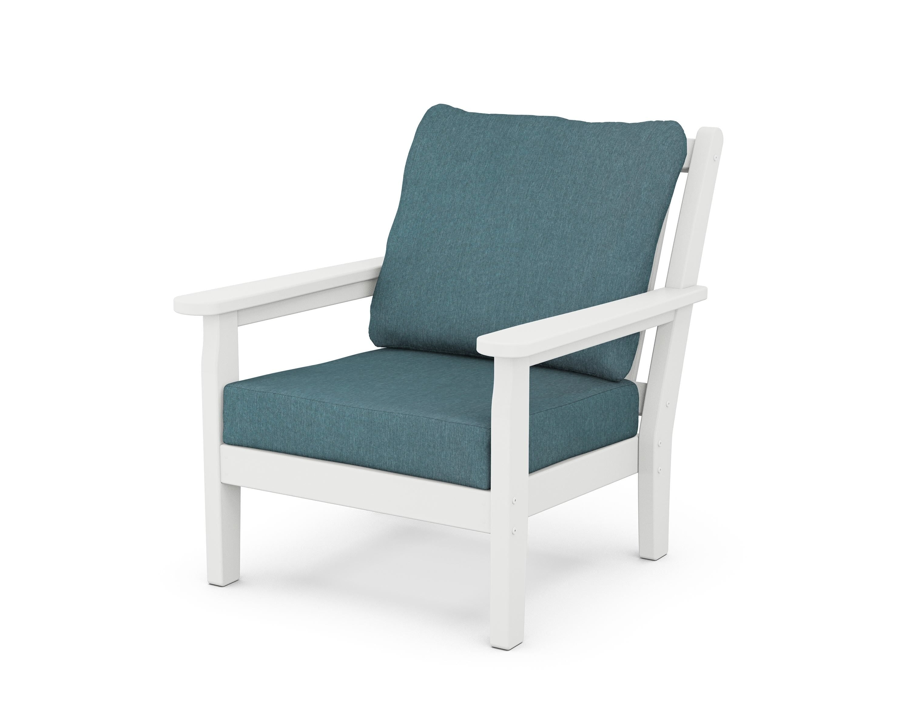 POLYWOOD® Chippendale Deep Seating Chair in White / Ocean Teal