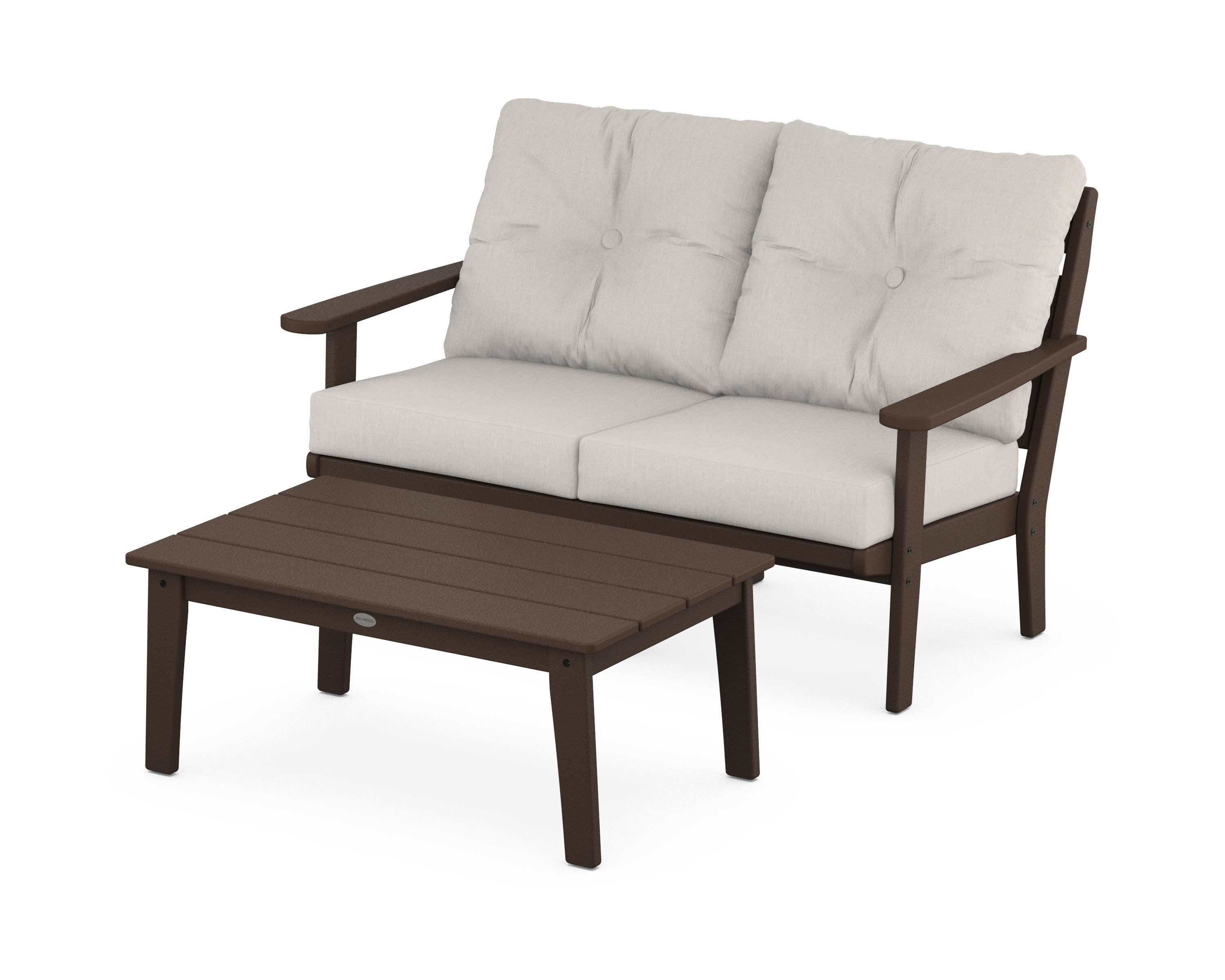 POLYWOOD® Lakeside 2-Piece Lounge Loveseat Set in Mahogany / Cast Ash