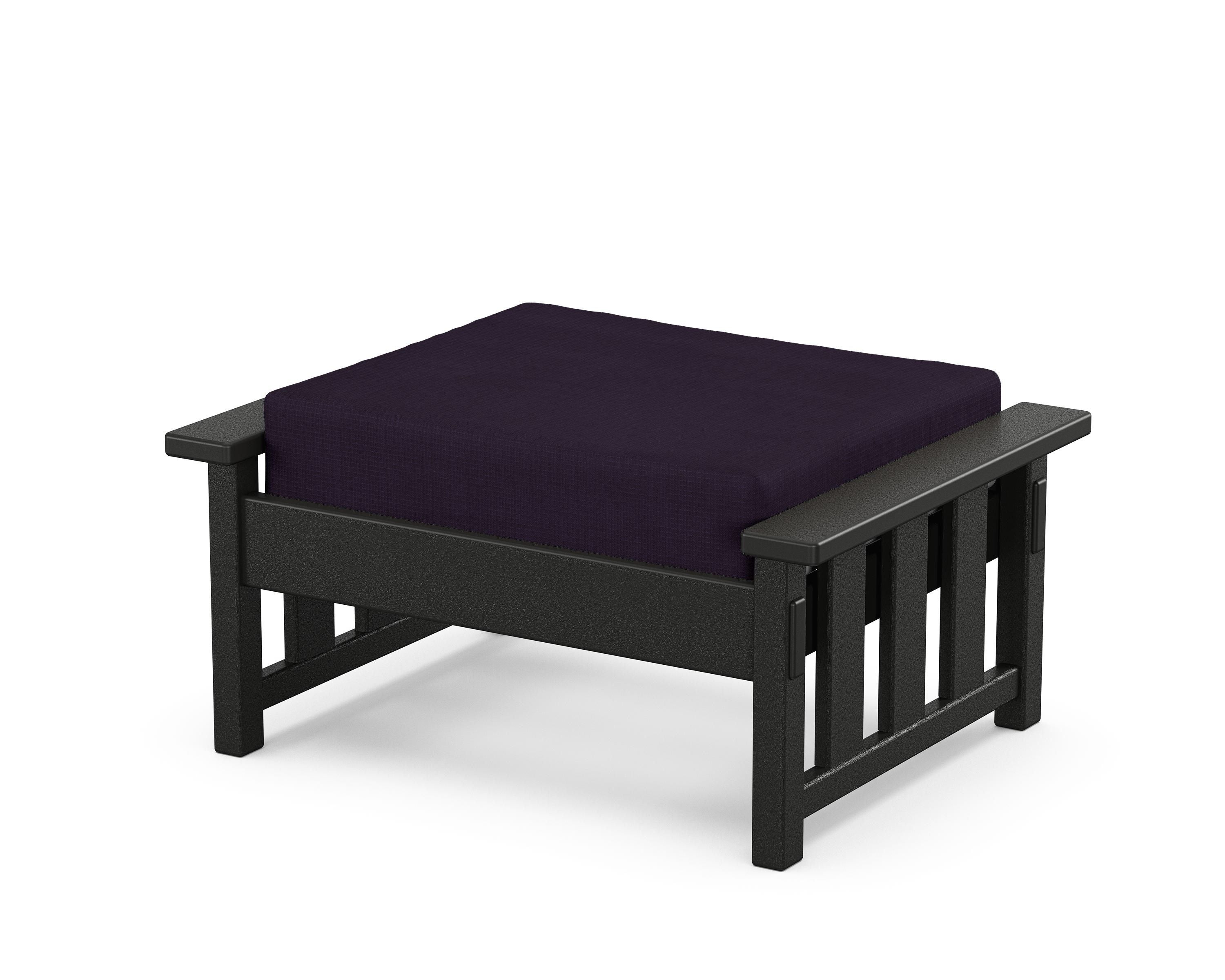 Martha Stewart by POLYWOOD® Acadia Deep Seating Ottoman in Black / Navy Linen