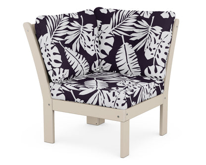 POLYWOOD® Vineyard Modular Corner Chair in Sand / Leaf Navy