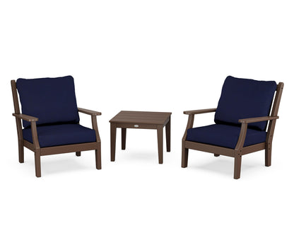 Country Living Wovendale 3-Piece Deep Seating Set in Mahogany / Navy
